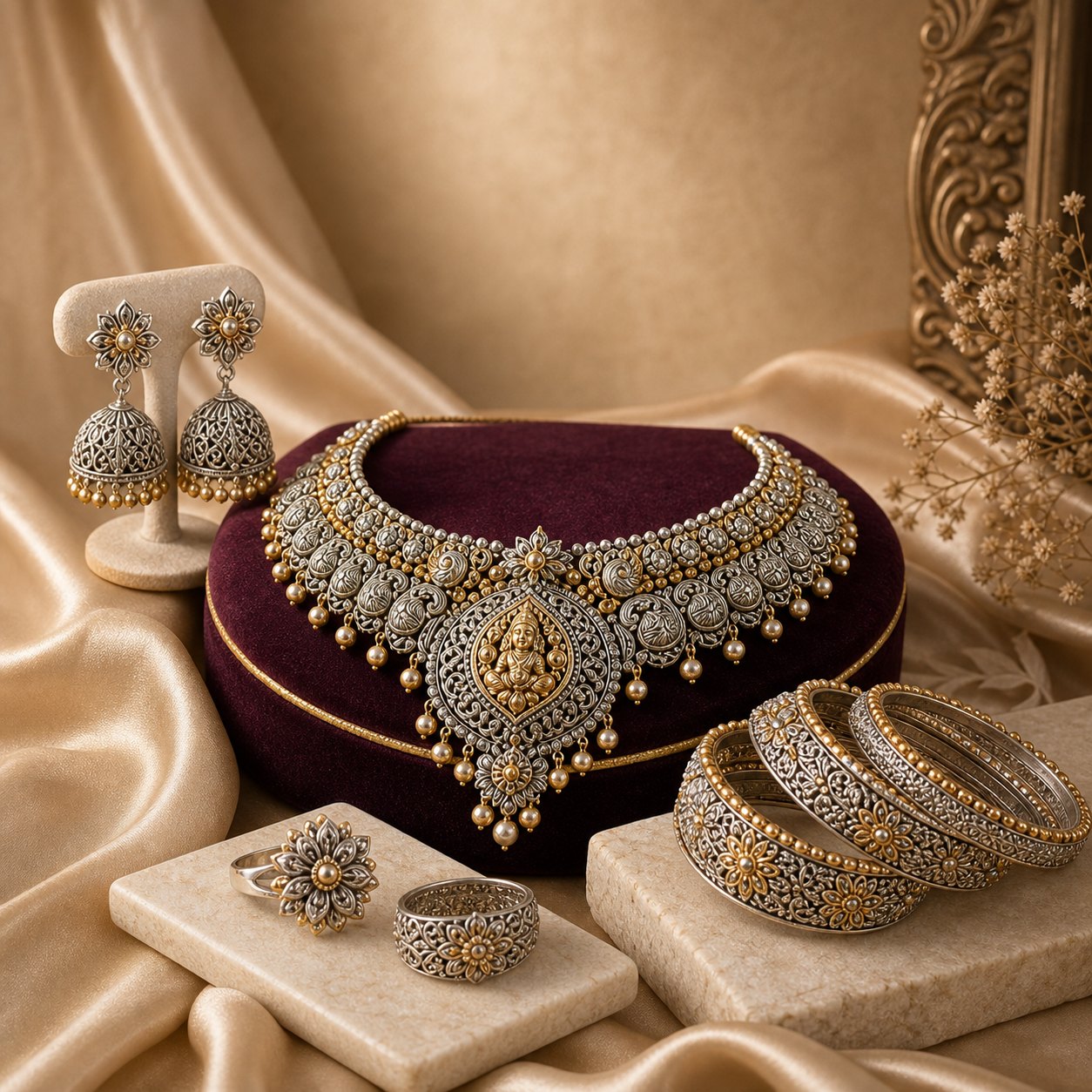 Bridal silver jewellery set
