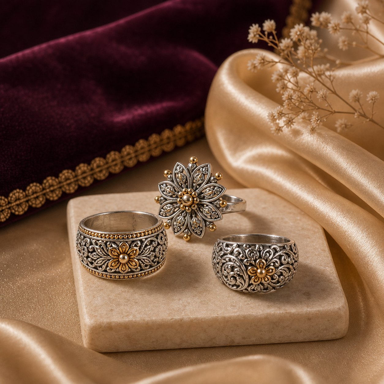 Silver ring collection